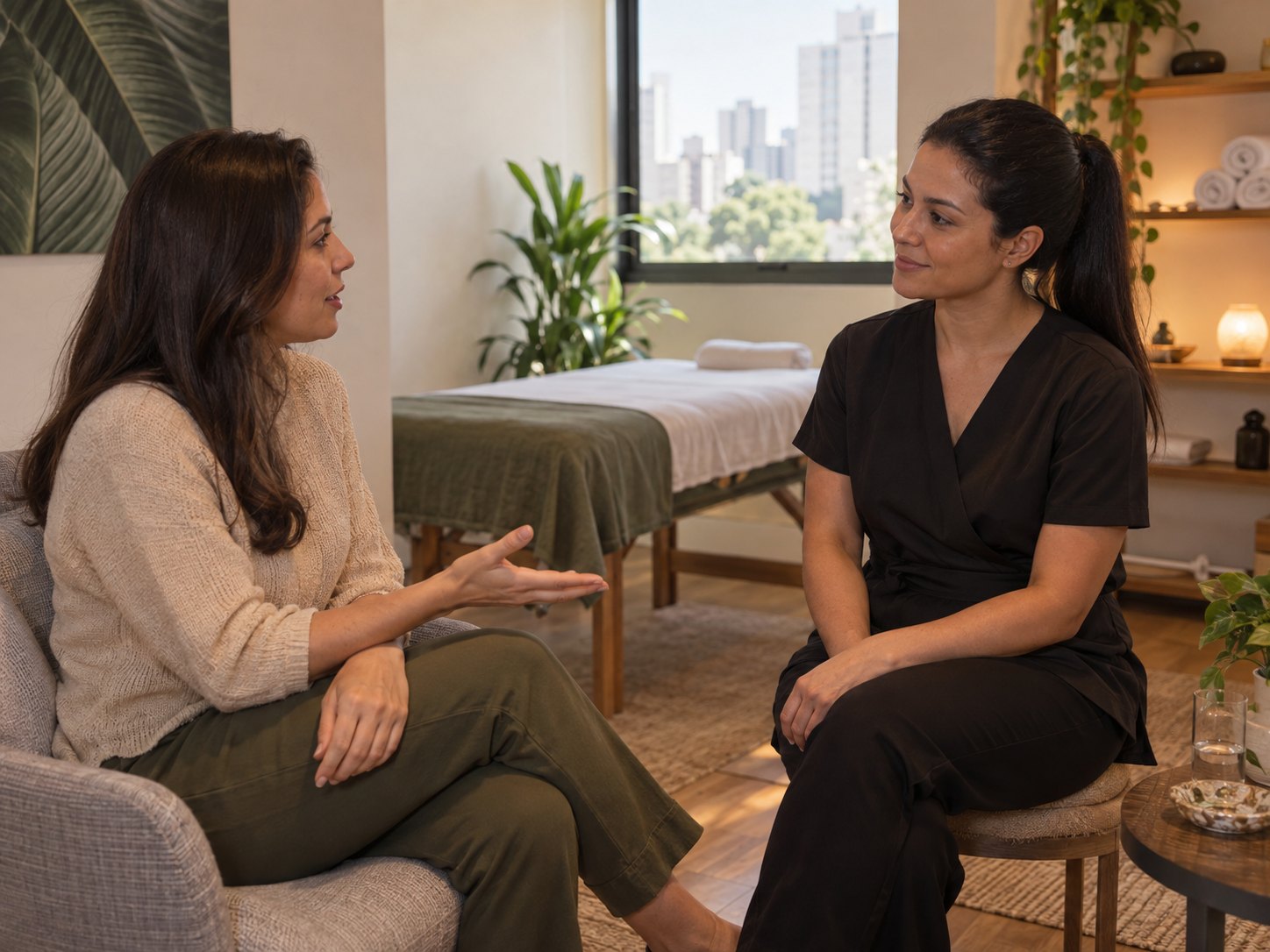 Conversa antes da sessão de massagem na Savassi em Belo Horizonte