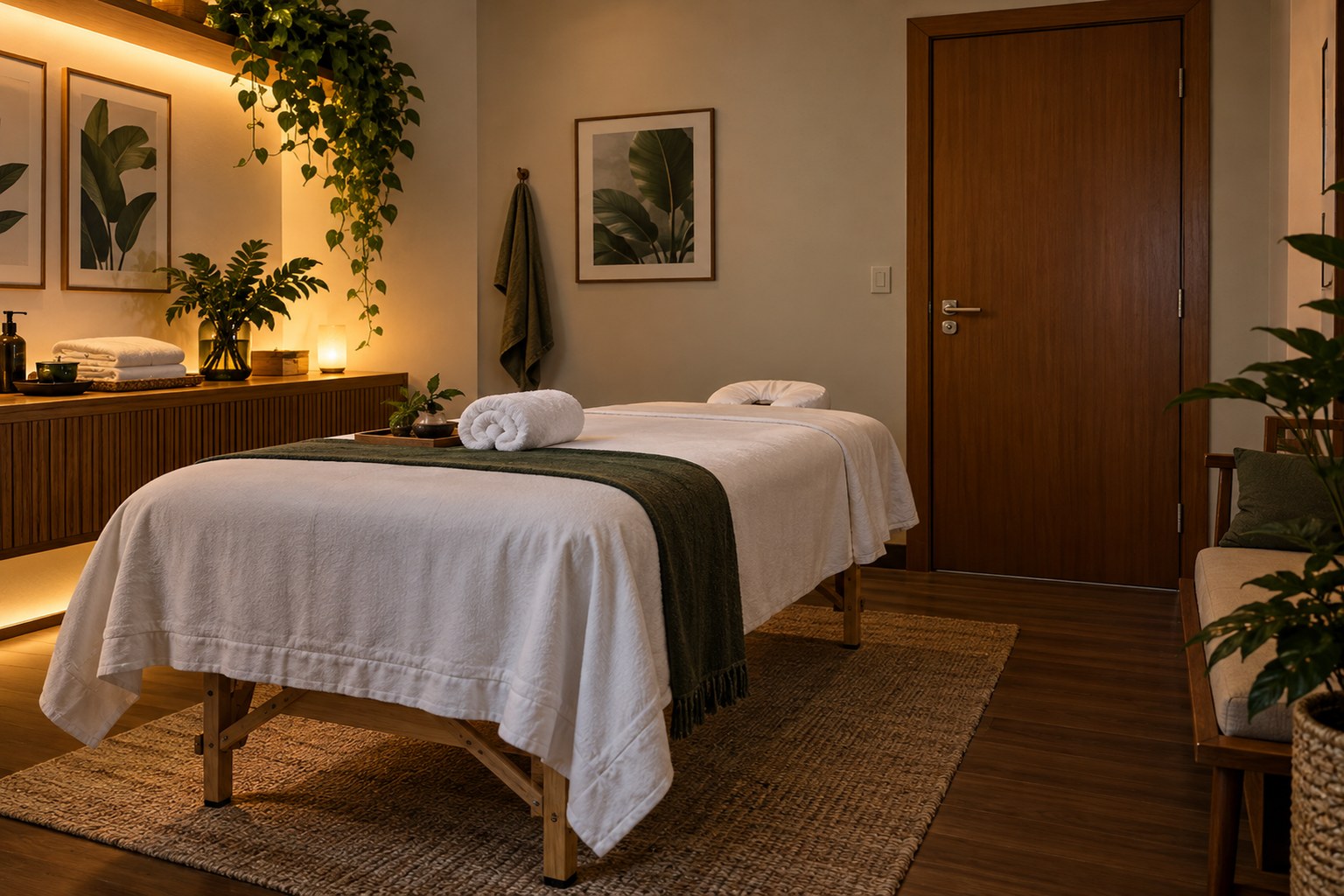 Ambiente reservado para sessão de massagem na Savassi em Belo Horizonte