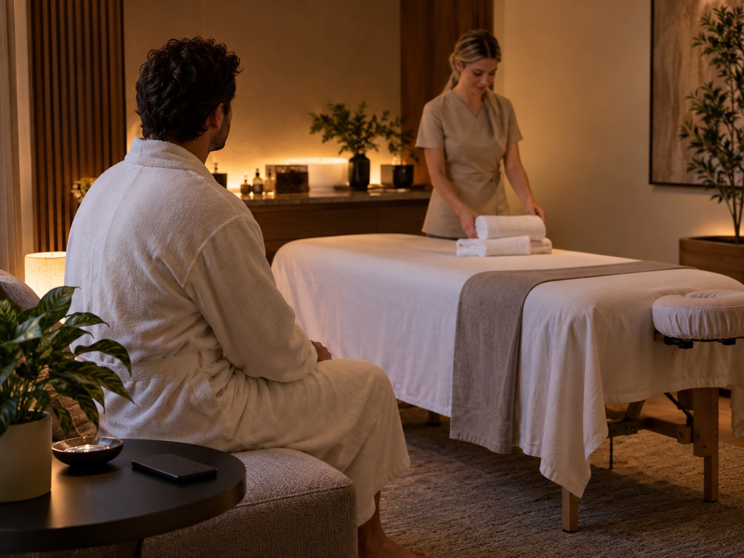Ambiente de relaxamento após massagem na Savassi em BH