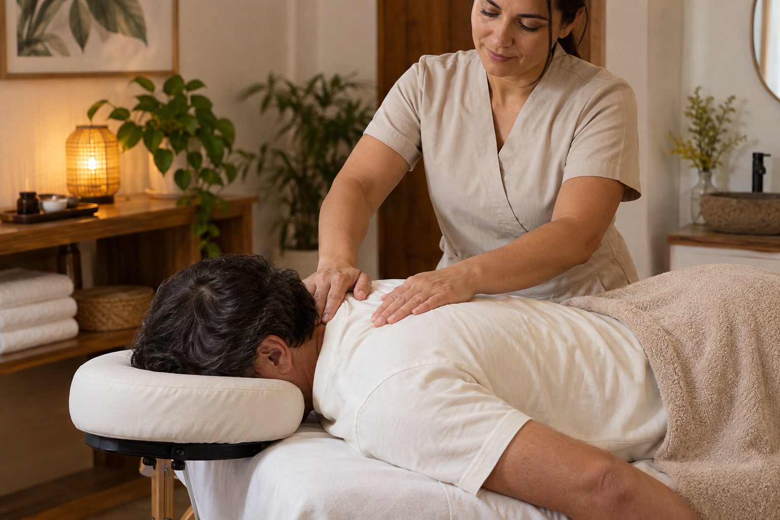 Massagem nos ombros após o expediente na Savassi em BH